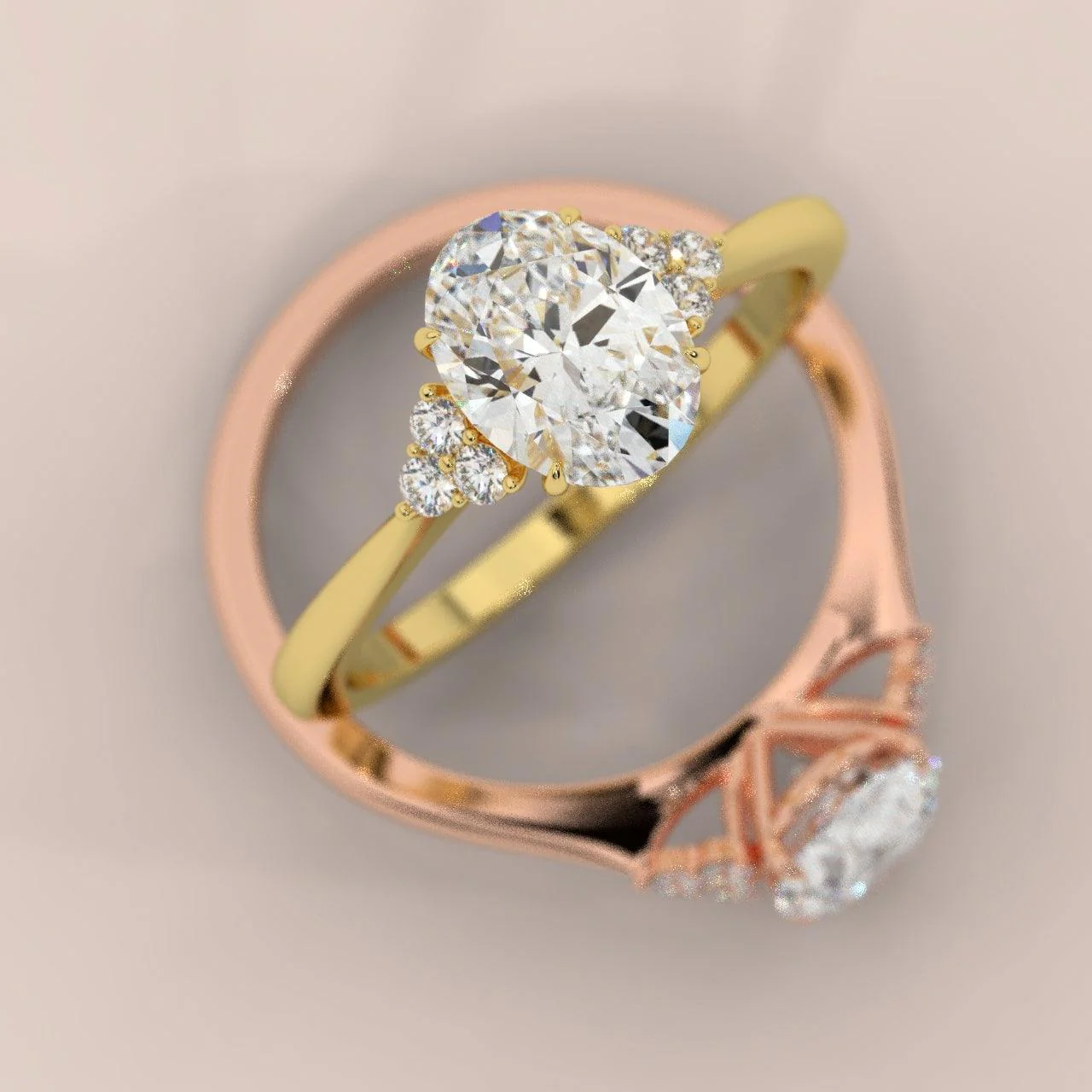 IGI Certified D/VS Oval Diamond Comfort Fit Engagement Ring set in Platinum / 18k Gold 1.15Carat - Image 7