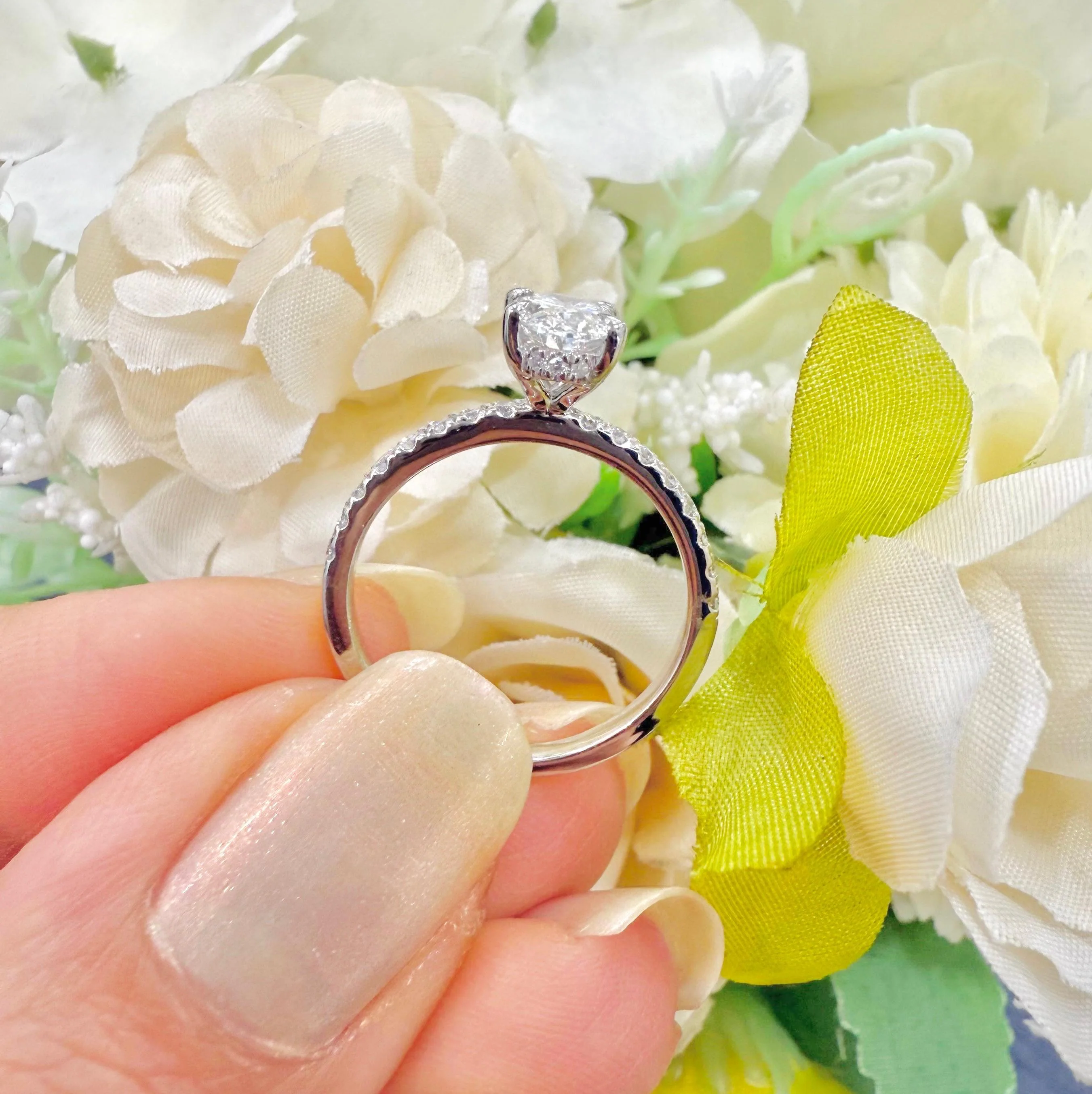 IGI Certified E/VS Oval With Side Diamond Hidden Halo Engagement Ring In Platinum (1.50ct-2.50ct) - Image 2