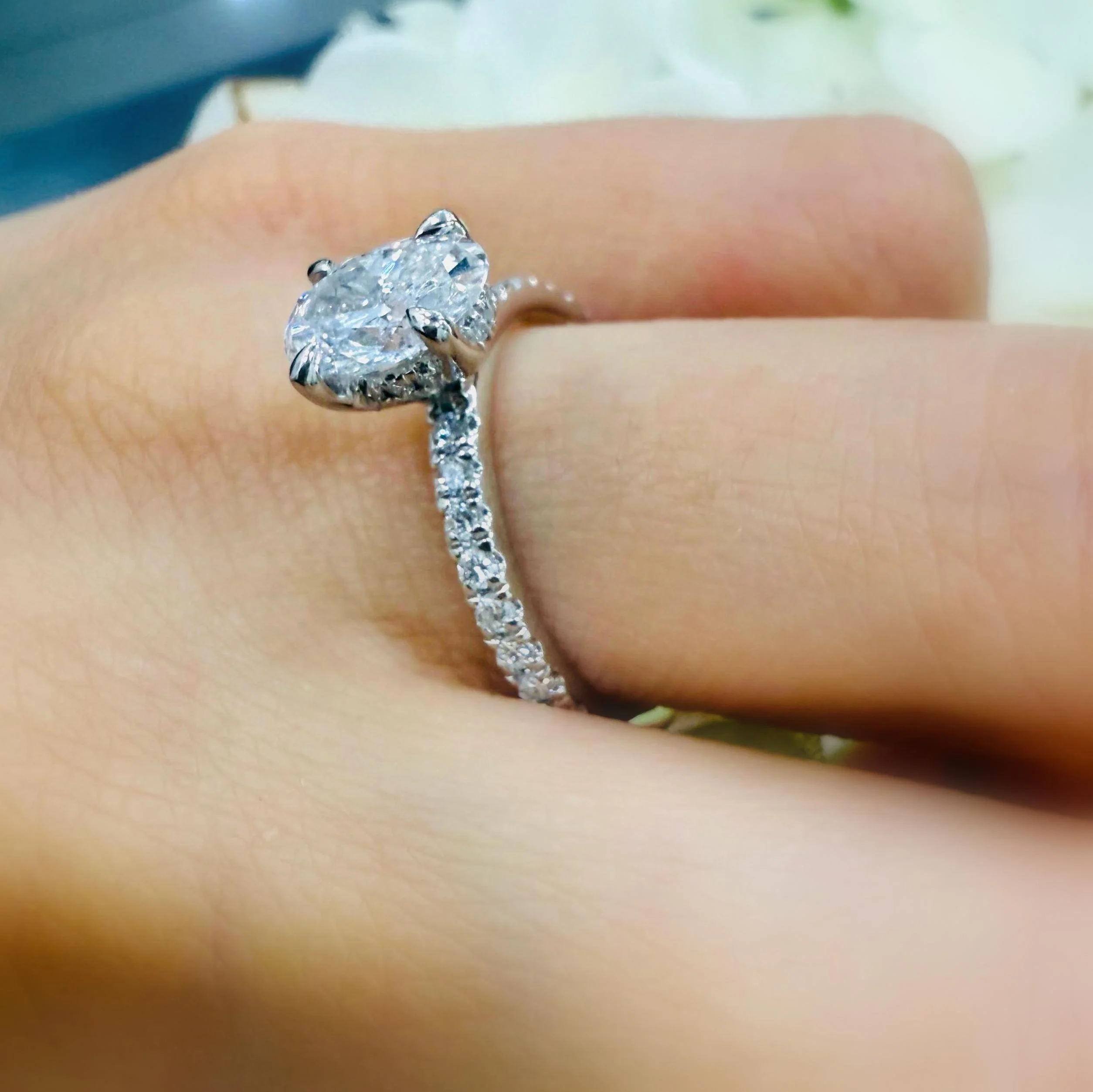IGI Certified E/VS Oval With Side Diamond Hidden Halo Engagement Ring In Platinum (1.50ct-2.50ct) - Image 5