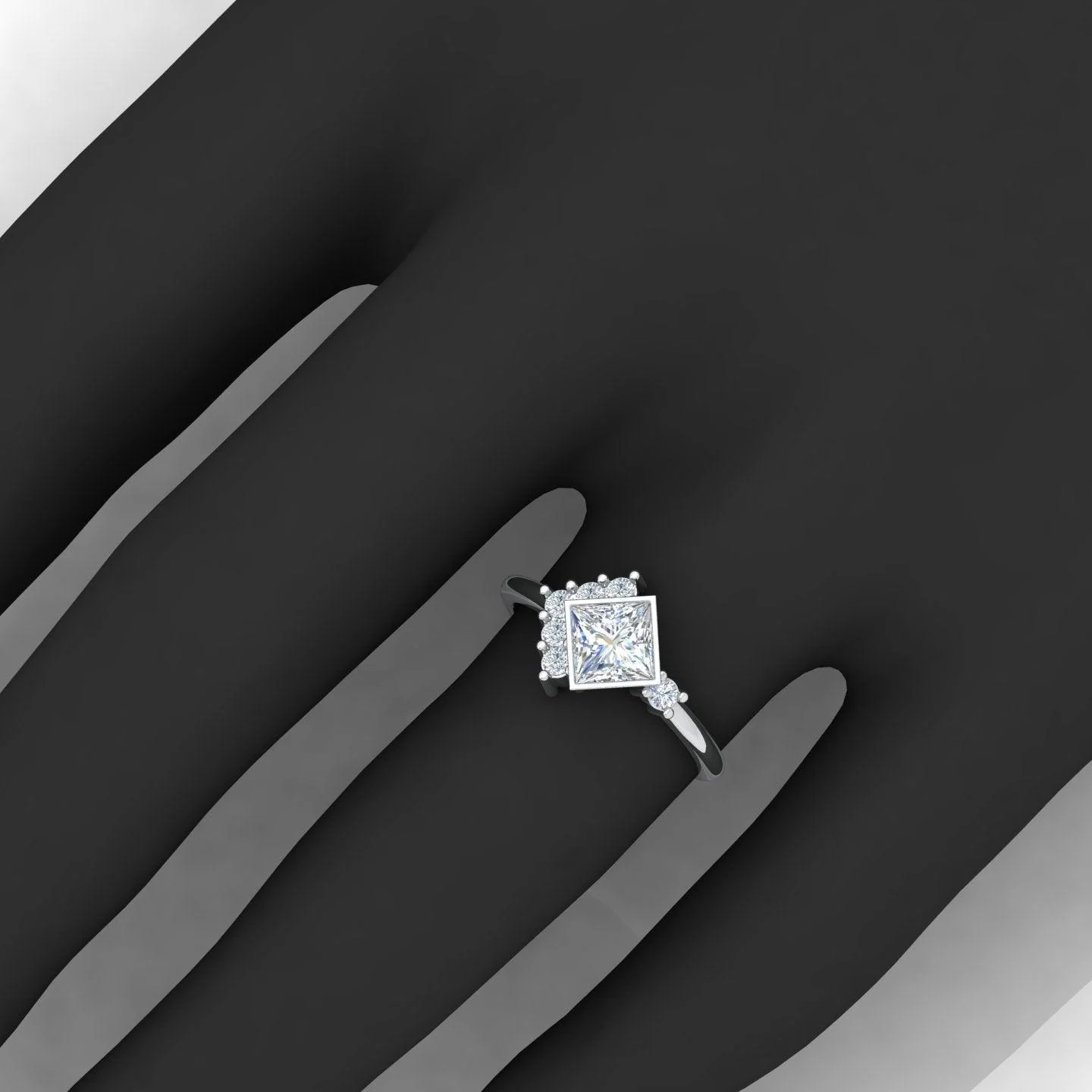 IGI Certified E/VS Princess With Side Round Diamond Engagement Ring - amadadiamonds - Image 2