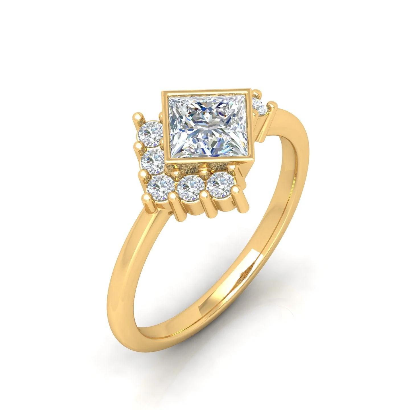IGI Certified E/VS Princess With Side Round Diamond Engagement Ring - amadadiamonds - Image 3