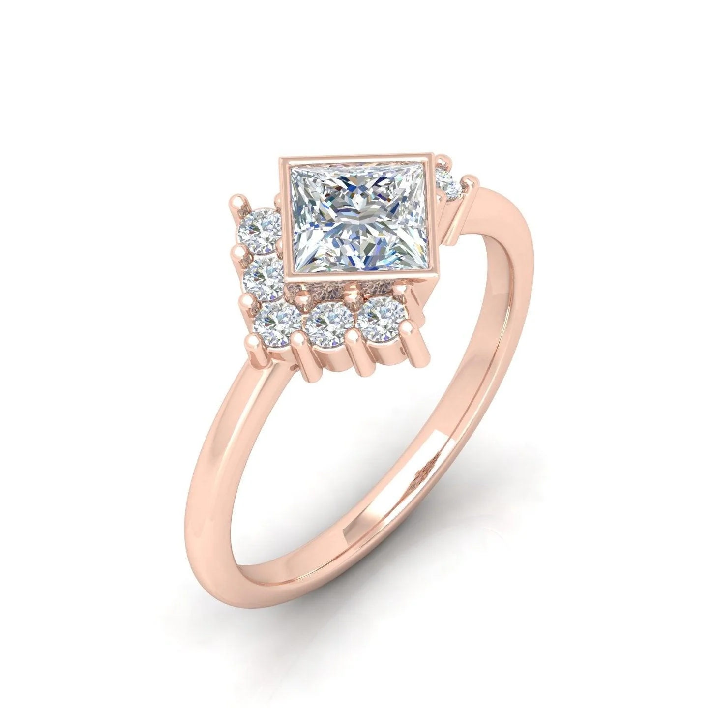 IGI Certified E/VS Princess With Side Round Diamond Engagement Ring - amadadiamonds - Image 4