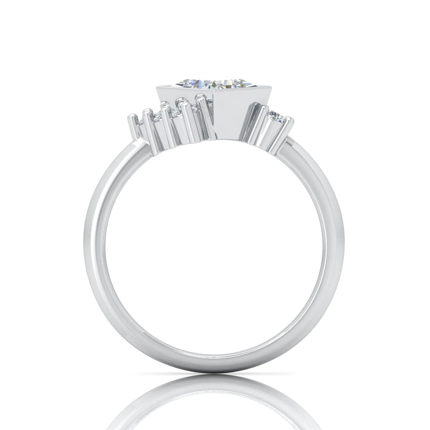 IGI Certified E/VS Princess With Side Round Diamond Engagement Ring - amadadiamonds - Image 7