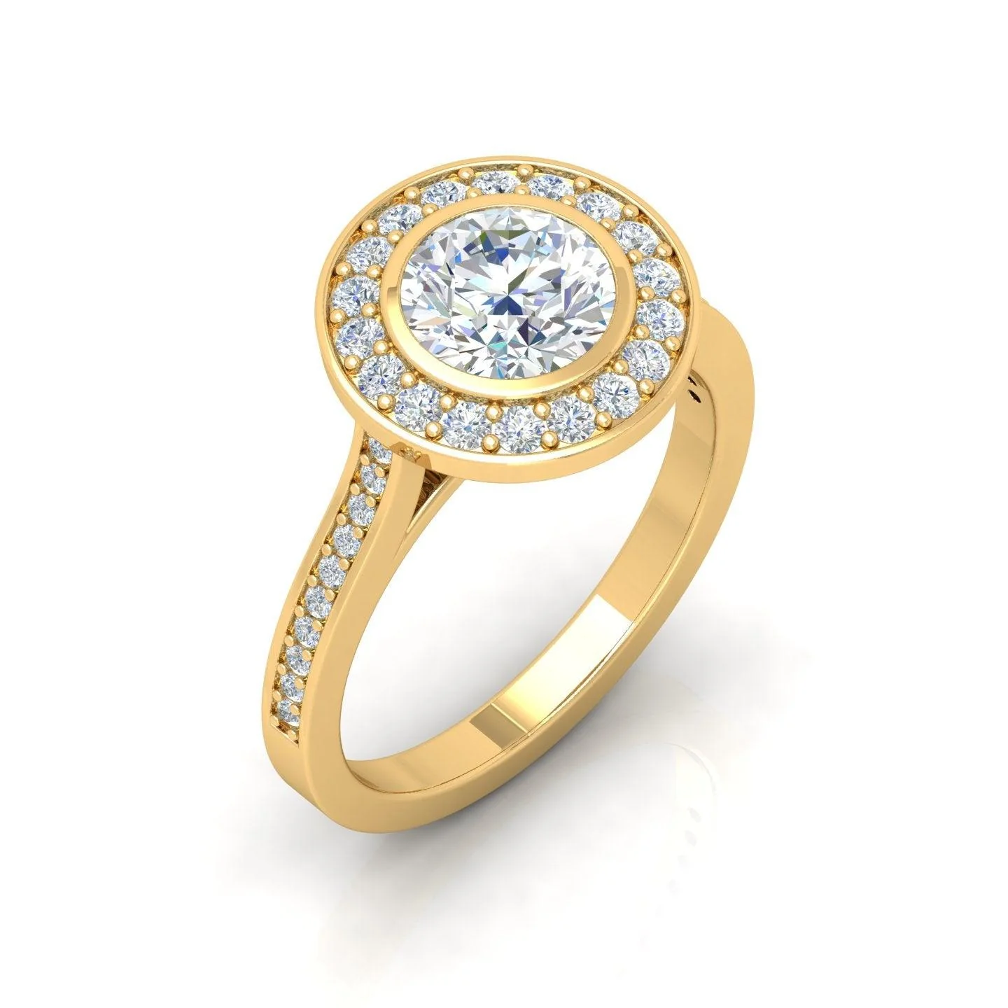 IGI Certified E/VS Round Diamond Designer Halo Engagement Ring - amadadiamonds - Image 3