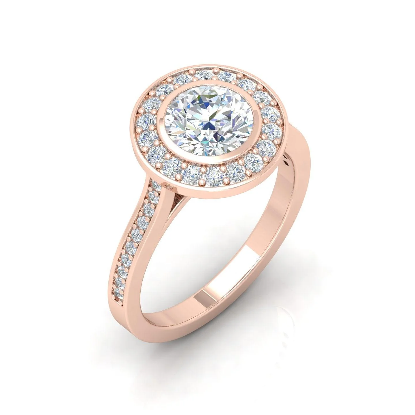 IGI Certified E/VS Round Diamond Designer Halo Engagement Ring - amadadiamonds - Image 4