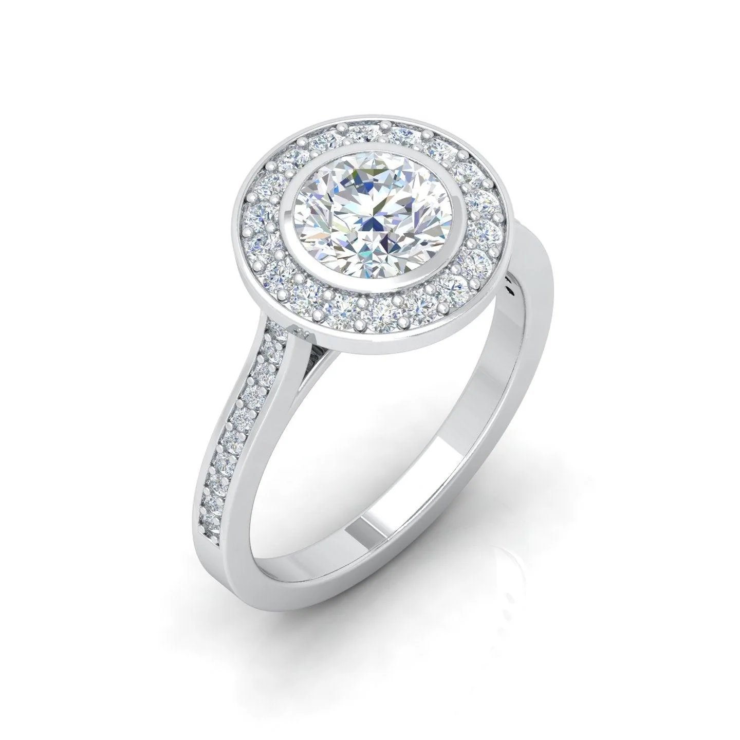 IGI Certified E/VS Round Diamond Designer Halo Engagement Ring - amadadiamonds - Image 5