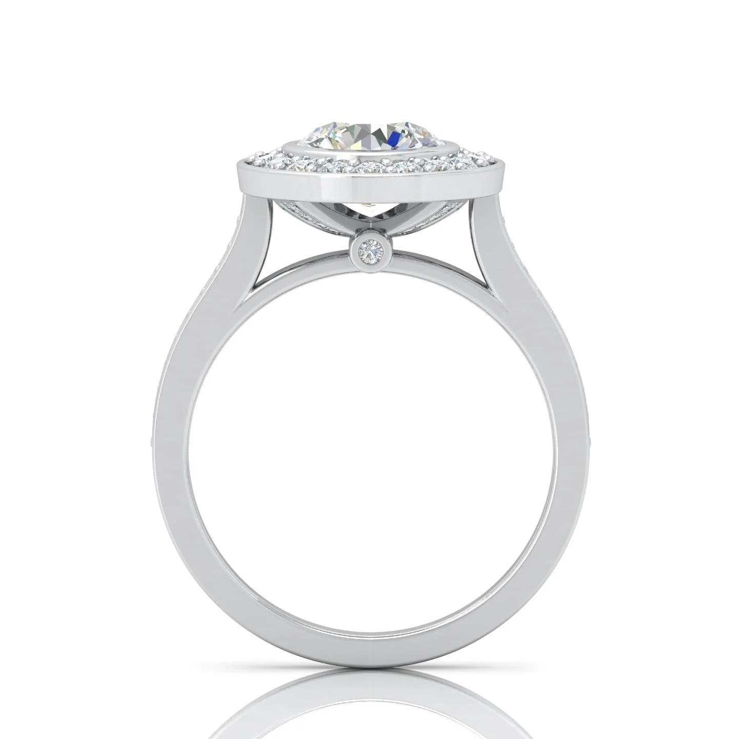 IGI Certified E/VS Round Diamond Designer Halo Engagement Ring - amadadiamonds - Image 6