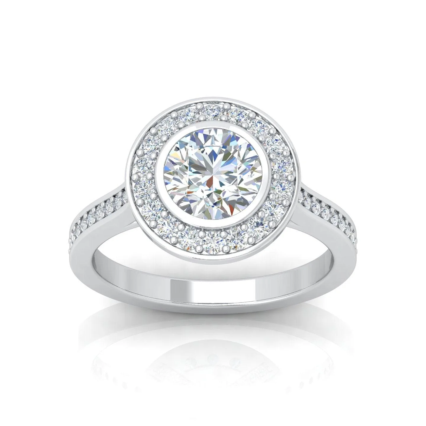 IGI Certified E/VS Round Diamond Designer Halo Engagement Ring - amadadiamonds - Image 7