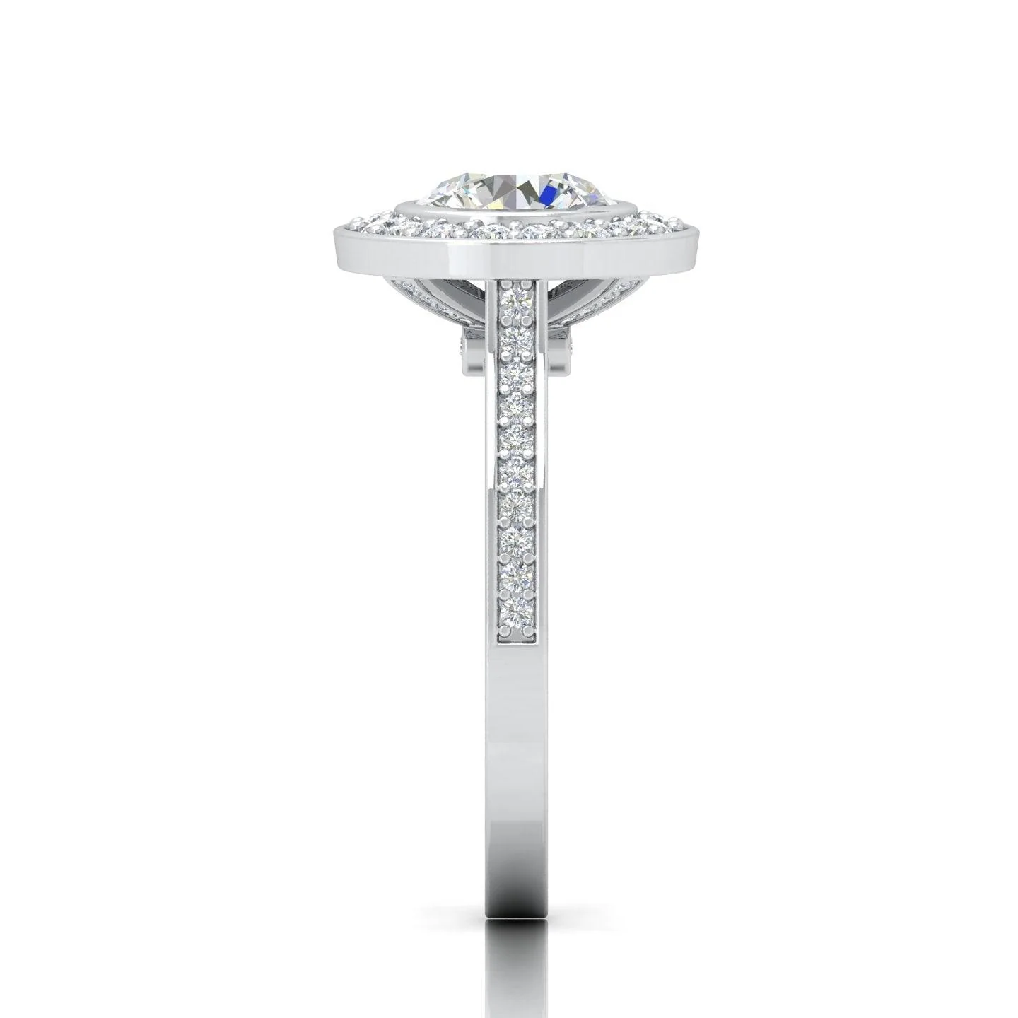 IGI Certified E/VS Round Diamond Designer Halo Engagement Ring - amadadiamonds - Image 8