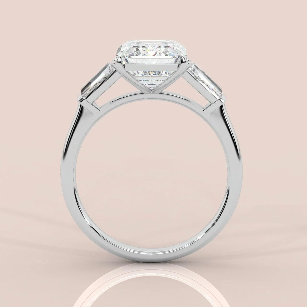 IGI Certified Emerald & Side Diamond Trilogy Ring Platinum 2.50Ct - 3.50Ct - Image 5