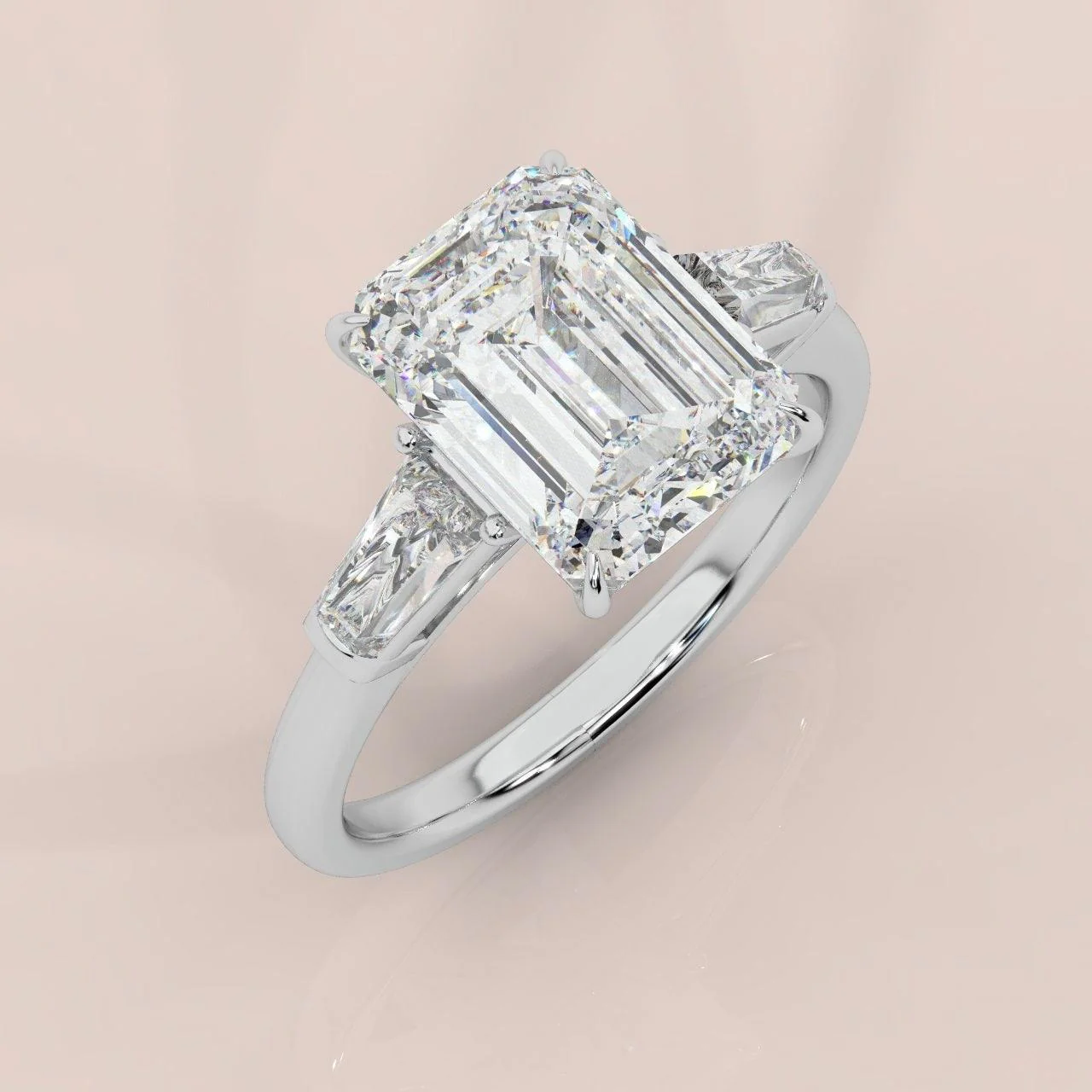 IGI Certified Emerald & Side Diamond Trilogy Ring Platinum 2.50Ct - 3.50Ct - Image 7