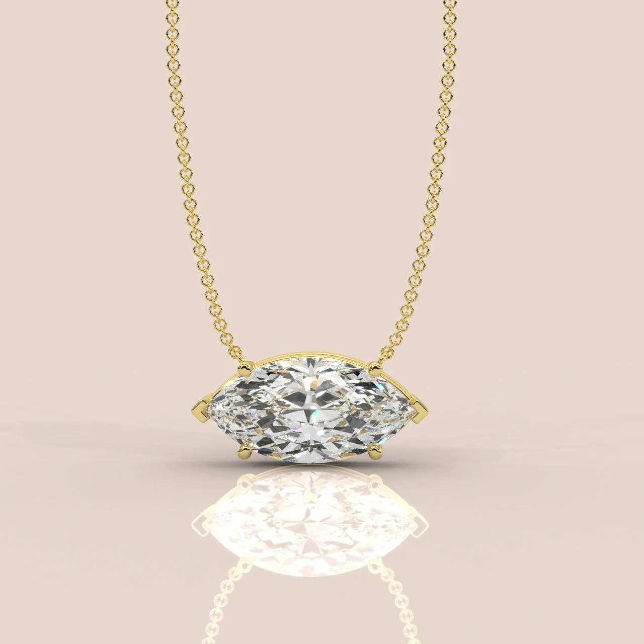IGI Certified Marquise Diamond Solitaire Pendant Necklace for Women in 18k Gold 1.00Ct - Image 3