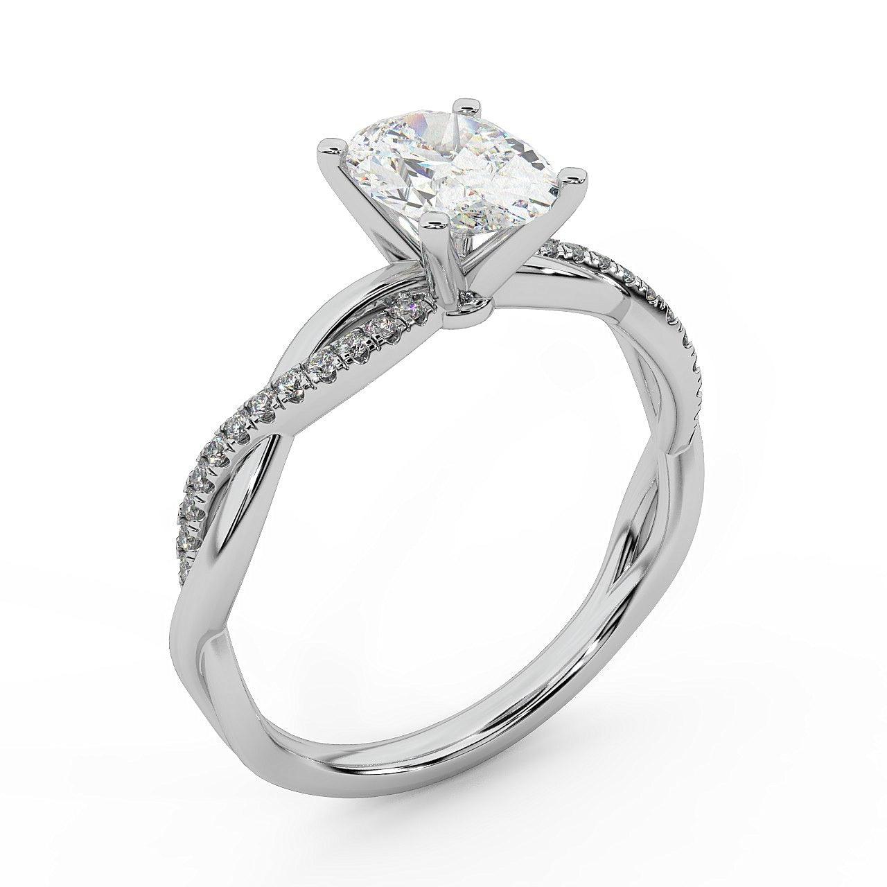 IGI Certified E/VS Oval & Diamond Engagement Ring in Platinum , 18k Gold 1.00Ct - 3.00Ct - Image 2