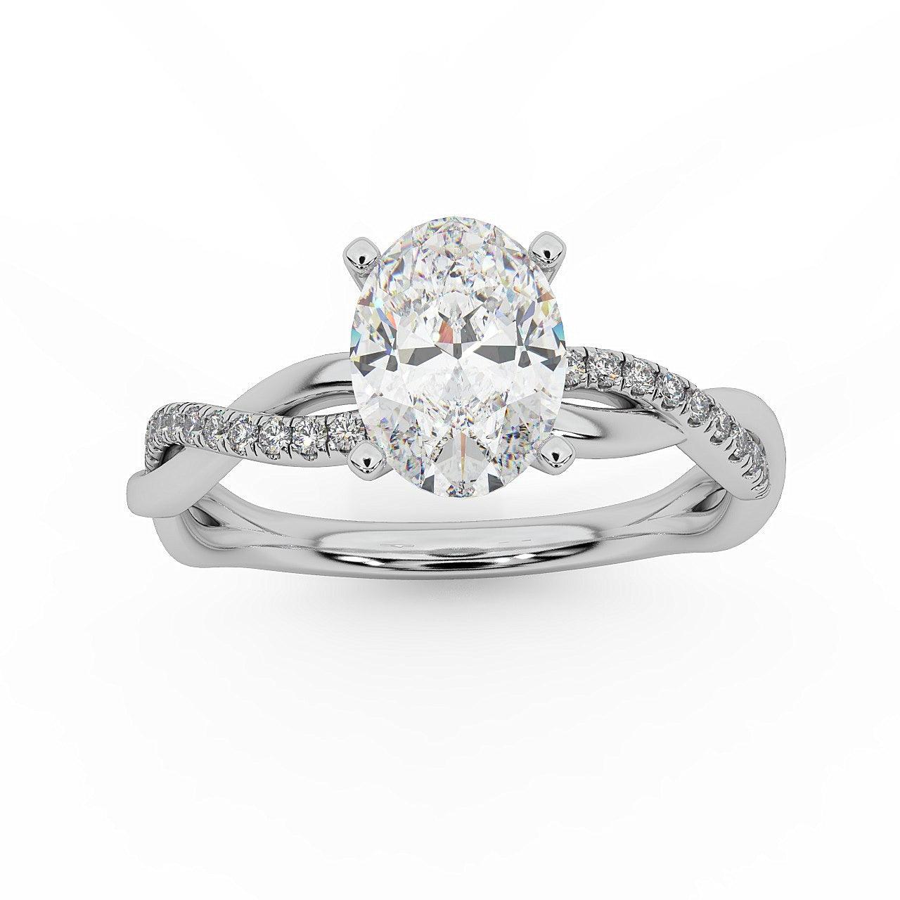 IGI Certified E/VS Oval & Diamond Engagement Ring in Platinum , 18k Gold 1.00Ct - 3.00Ct - Image 3