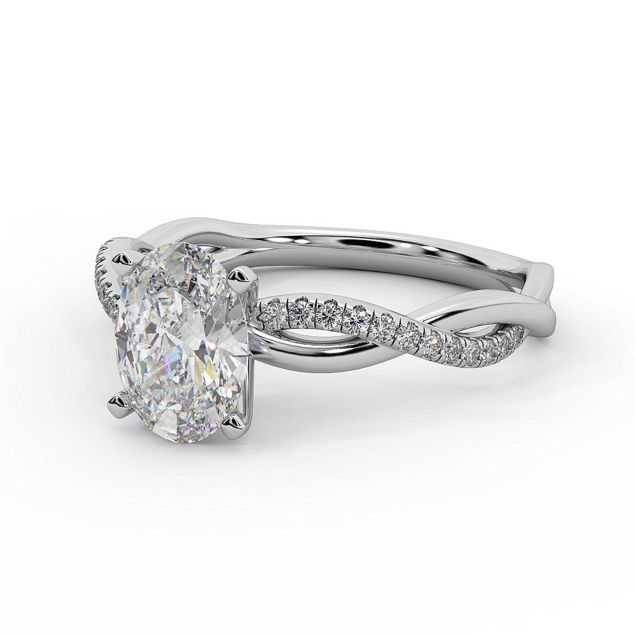 IGI Certified E/VS Oval & Diamond Engagement Ring in Platinum , 18k Gold 1.00Ct - 3.00Ct - Image 6