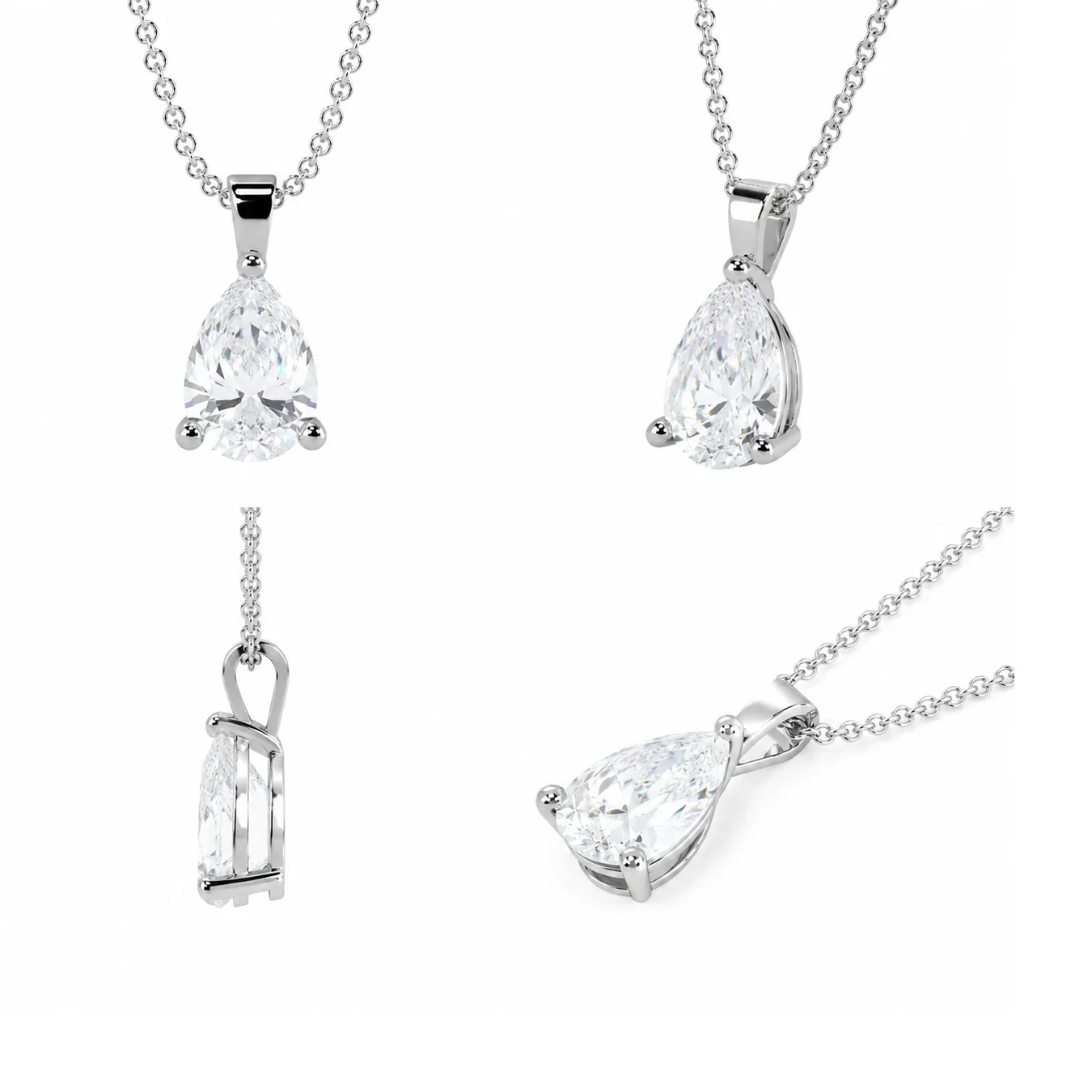 IGI Certified Pear Diamond Solitaire Pendant in White Gold (1.00–5.00 Carat) - Image 2