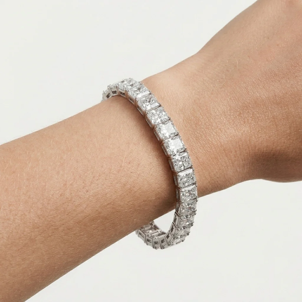 IGI Certified D/VS 51.94Ct Radiant Cut Lab Diamond Bracelet In Platinum 7.5in - Image 2