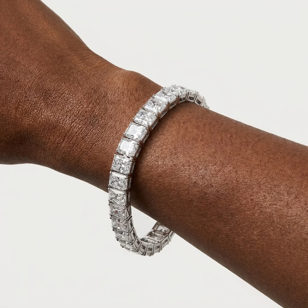 IGI Certified D/VS 51.94Ct Radiant Cut Lab Diamond Bracelet In Platinum 7.5in - Image 5