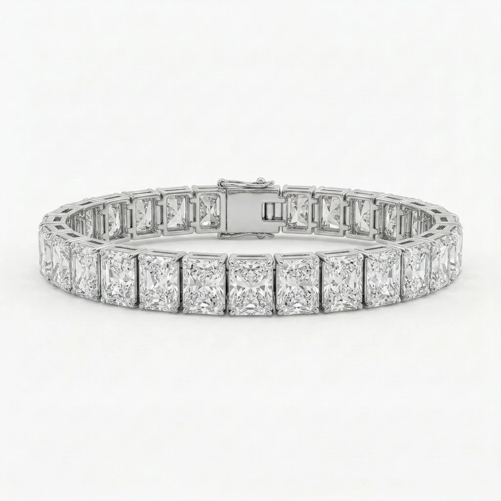IGI Certified D/VS 51.94Ct Radiant Cut Lab Diamond Bracelet In Platinum 7.5in - Image 6