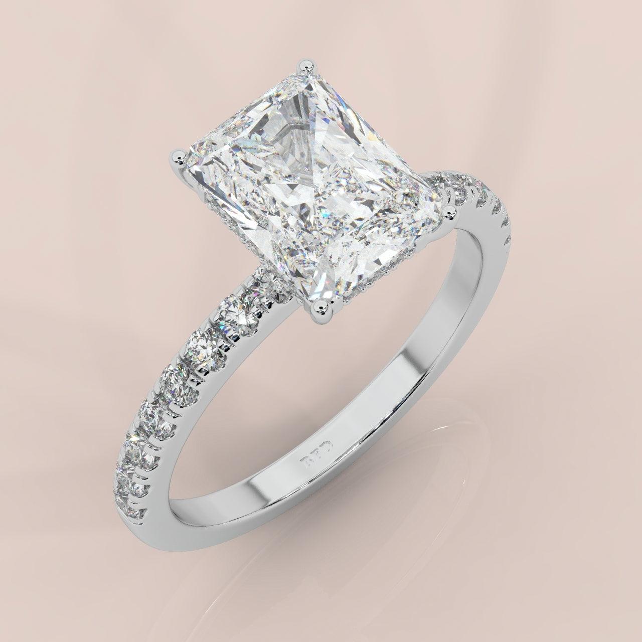 IGI Certified Radiant Diamond Hidden Halo Engagement Ring Platinum 1.00Ct - 7.00Ct - Image 2