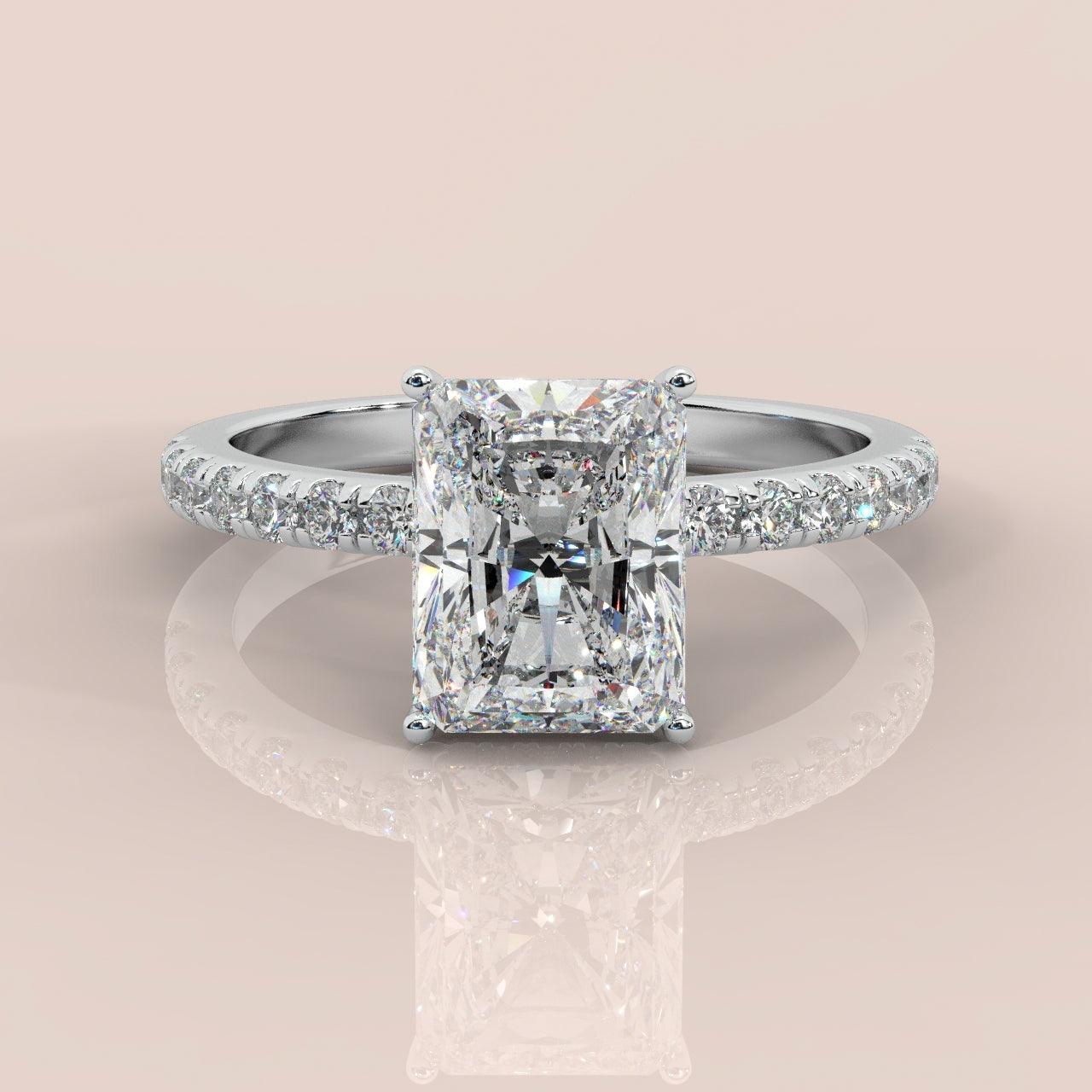 IGI Certified Radiant Diamond Hidden Halo Engagement Ring Platinum 1.00Ct - 7.00Ct - Image 3