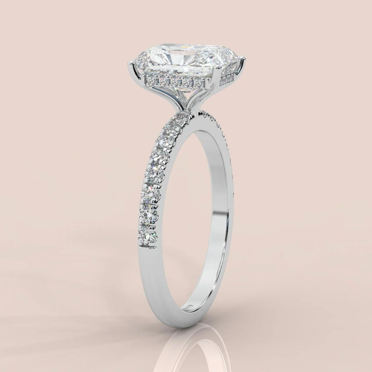 IGI Certified Radiant Diamond Hidden Halo Engagement Ring Platinum 4.50Ct - Image 3