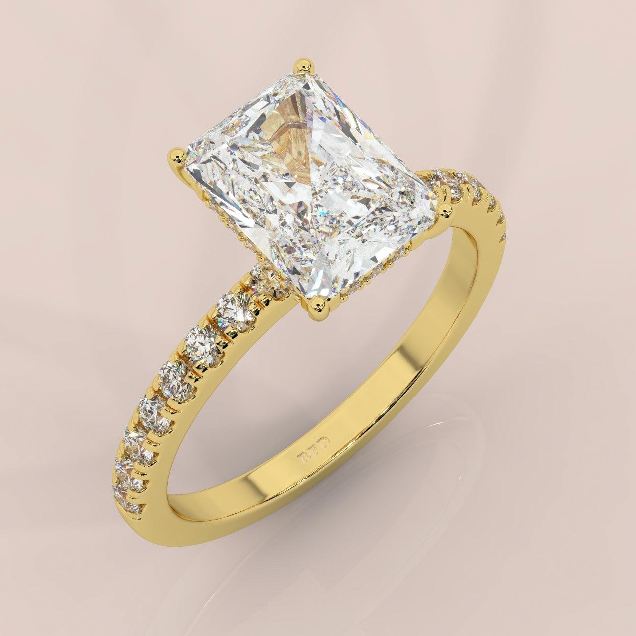 IGI Certified Radiant Diamond Hidden Halo Engagement Ring Platinum 1.00Ct - 7.00Ct - Image 6