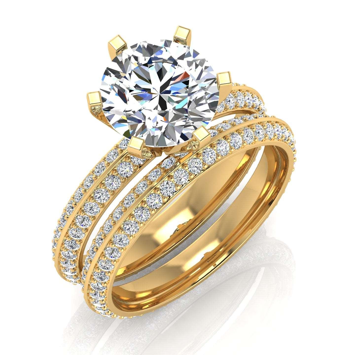 6.00Ct Round Diamond Bridal Set Engagement Ring in Platinum / 18k Gold - Image 8