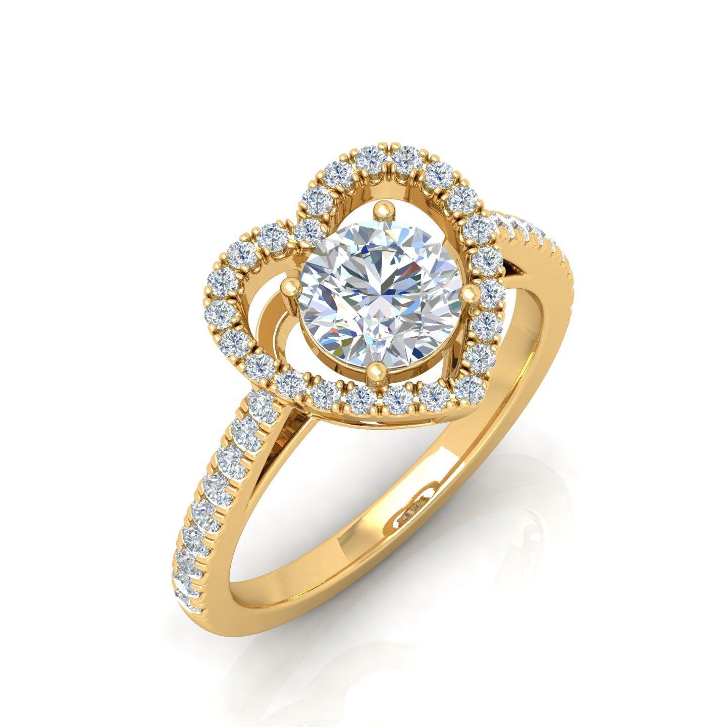IGI Certified Round Diamond Heart Shape Halo Engagement Ring - Image 3