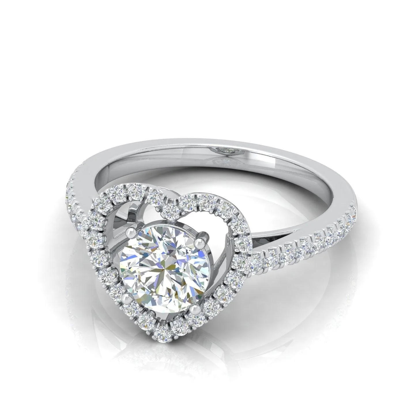 IGI Certified Round Diamond Heart Shape Halo Engagement Ring - Image 6
