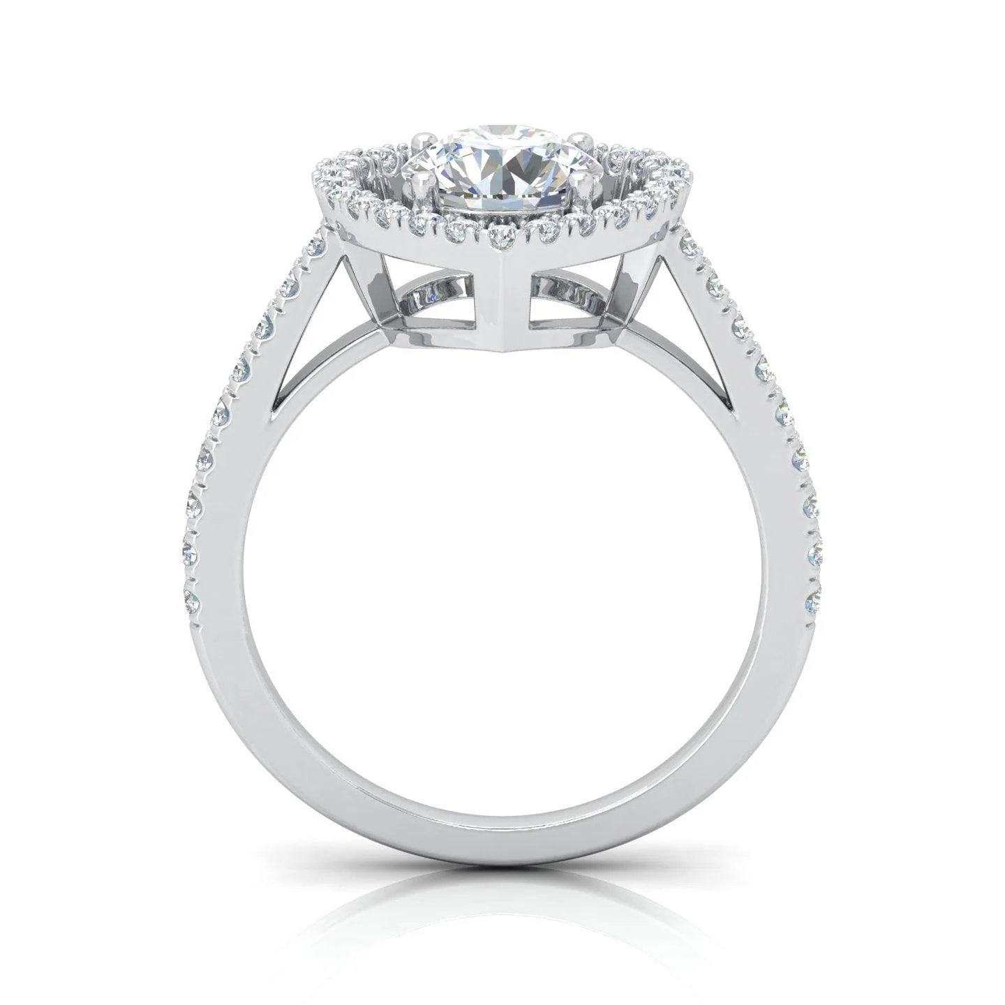 IGI Certified Round Diamond Heart Shape Halo Engagement Ring - Image 7