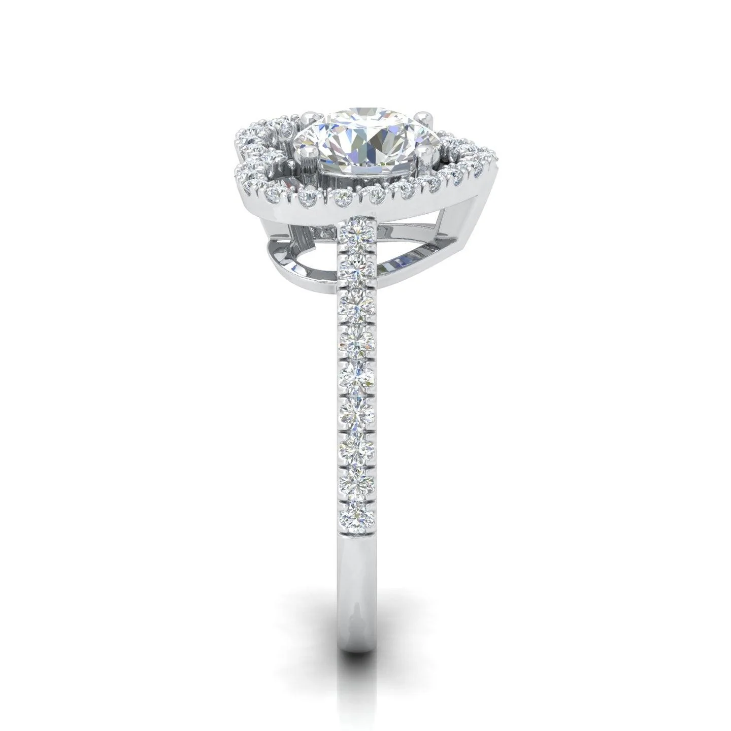 IGI Certified Round Diamond Heart Shape Halo Engagement Ring - Image 8