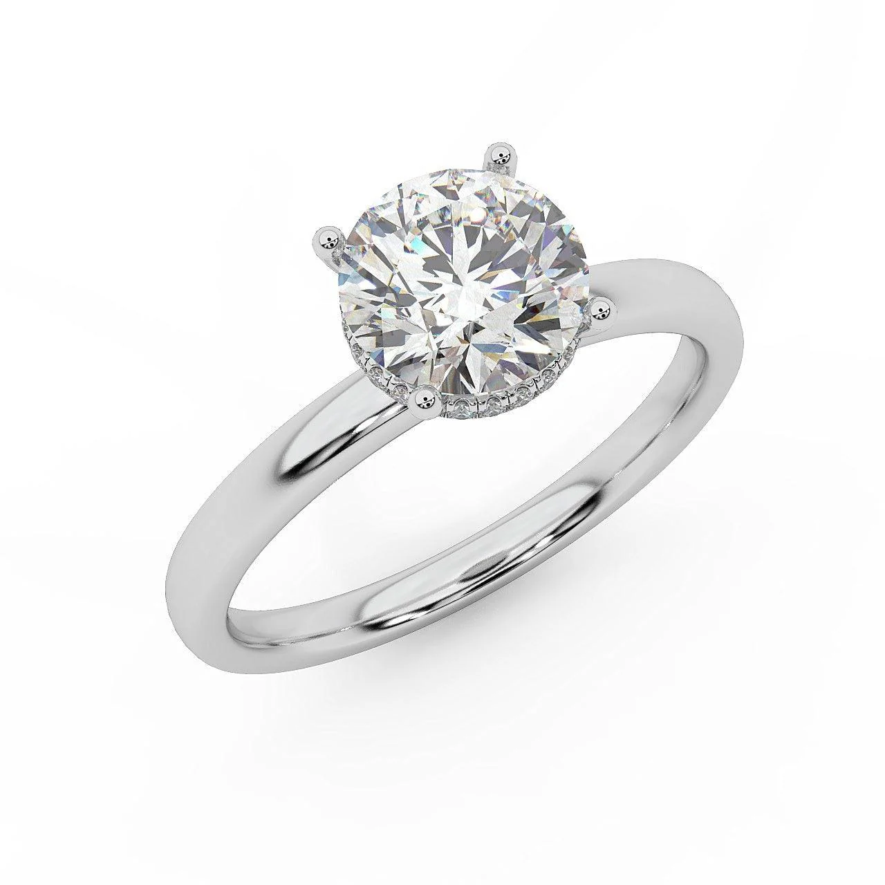 IGI Certified D/VS1 1.30Ct Round Diamond Hidden Halo Engagement Ring in White Gold - Image 5