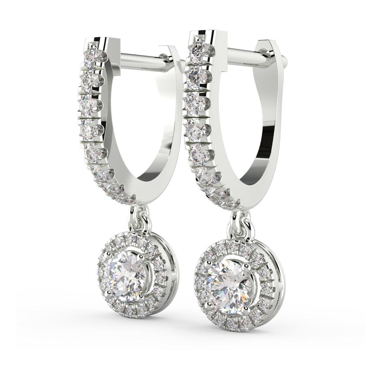 IGI Certified E/VS 2.50 Ct Lab Grown Round Diamond Hoop With Hanging Halo Earring In 18k White Gold - Image 2