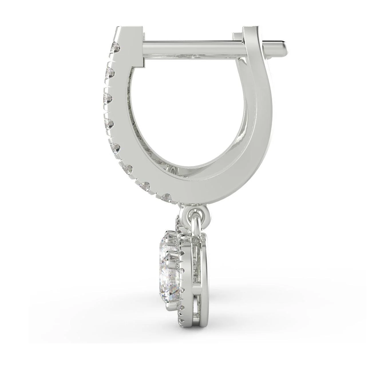 IGI Certified E/VS 2.50 Ct Lab Grown Round Diamond Hoop With Hanging Halo Earring In 18k White Gold - Image 3
