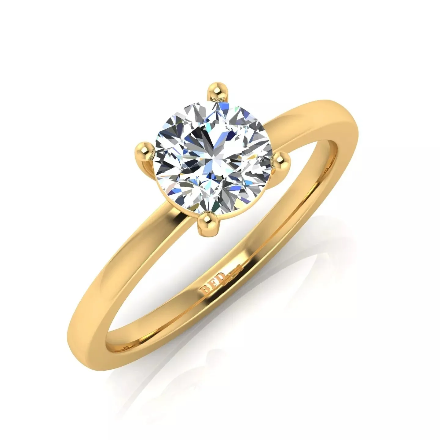 IGI, D/VS, 1.10Ct, Solitaire Lab-Grown Round Diamond Engagement Ring,18K Yellow Gold - Image 2