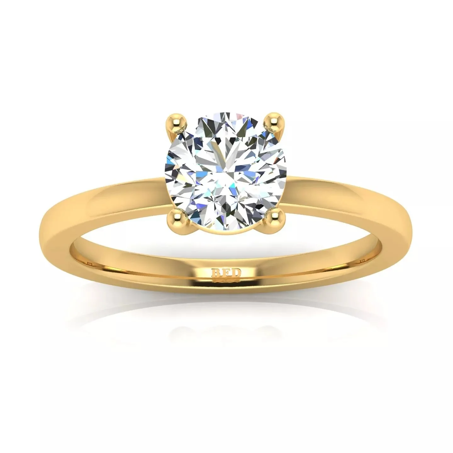 IGI, D/VS, 1.10Ct, Solitaire Lab-Grown Round Diamond Engagement Ring,18K Yellow Gold - Image 3