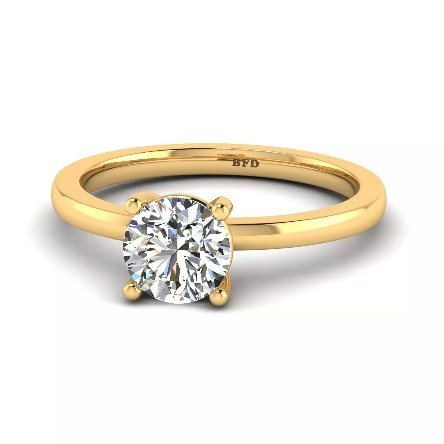 IGI, D/VS, 1.10Ct, Solitaire Lab-Grown Round Diamond Engagement Ring,18K Yellow Gold - Image 4