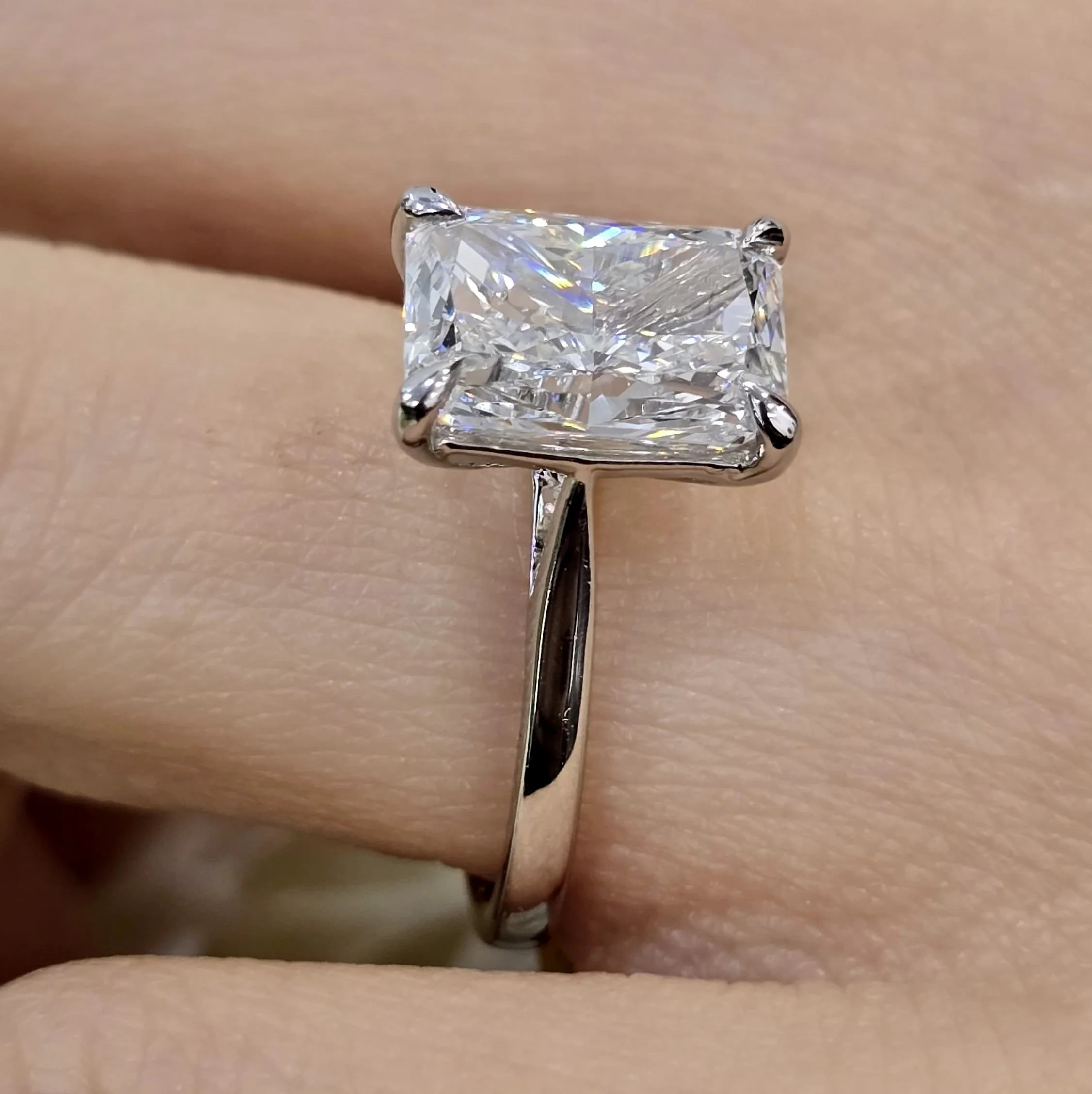 IGI 3.86Ct Lab Grown Radiant Diamond Solitaire Engagement Ring In Platinum - Image 2