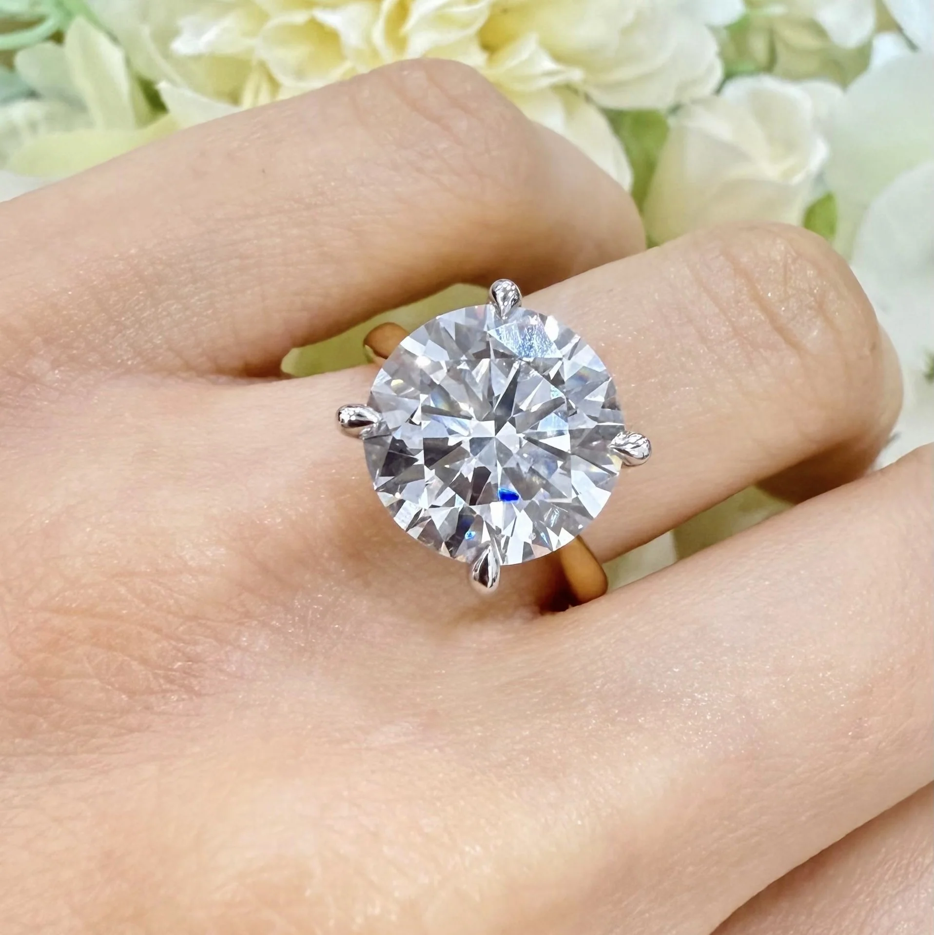 IGI 6.42Ct Lab Grown Round Diamond Solitaire Engagement Ring in 18k Gold - Image 3