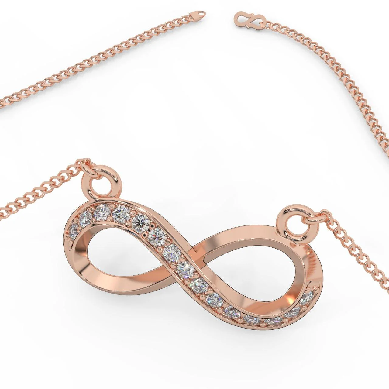 Infinity Style Natural Round Diamond Pendant Women Necklace - Image 4
