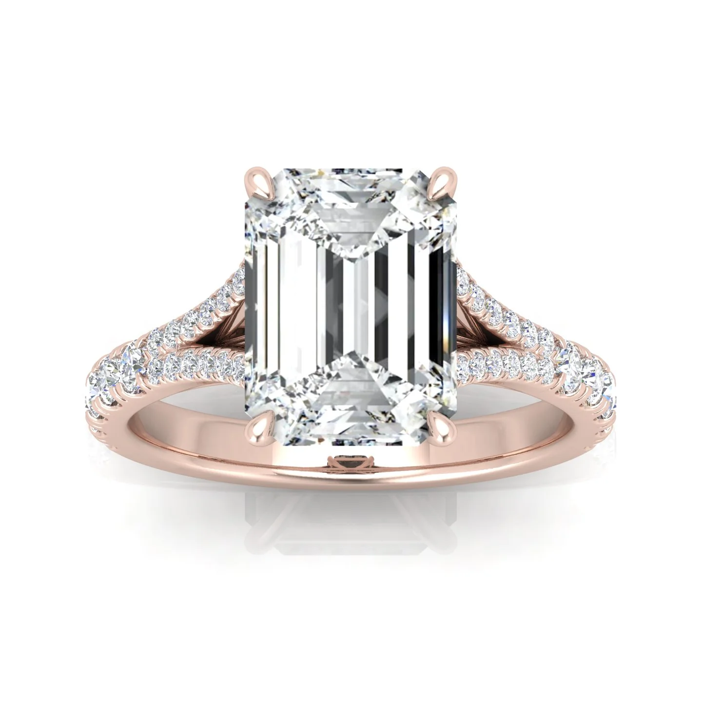 Julie Emerald Diamond Split Shank Engagement Ring - Image 10