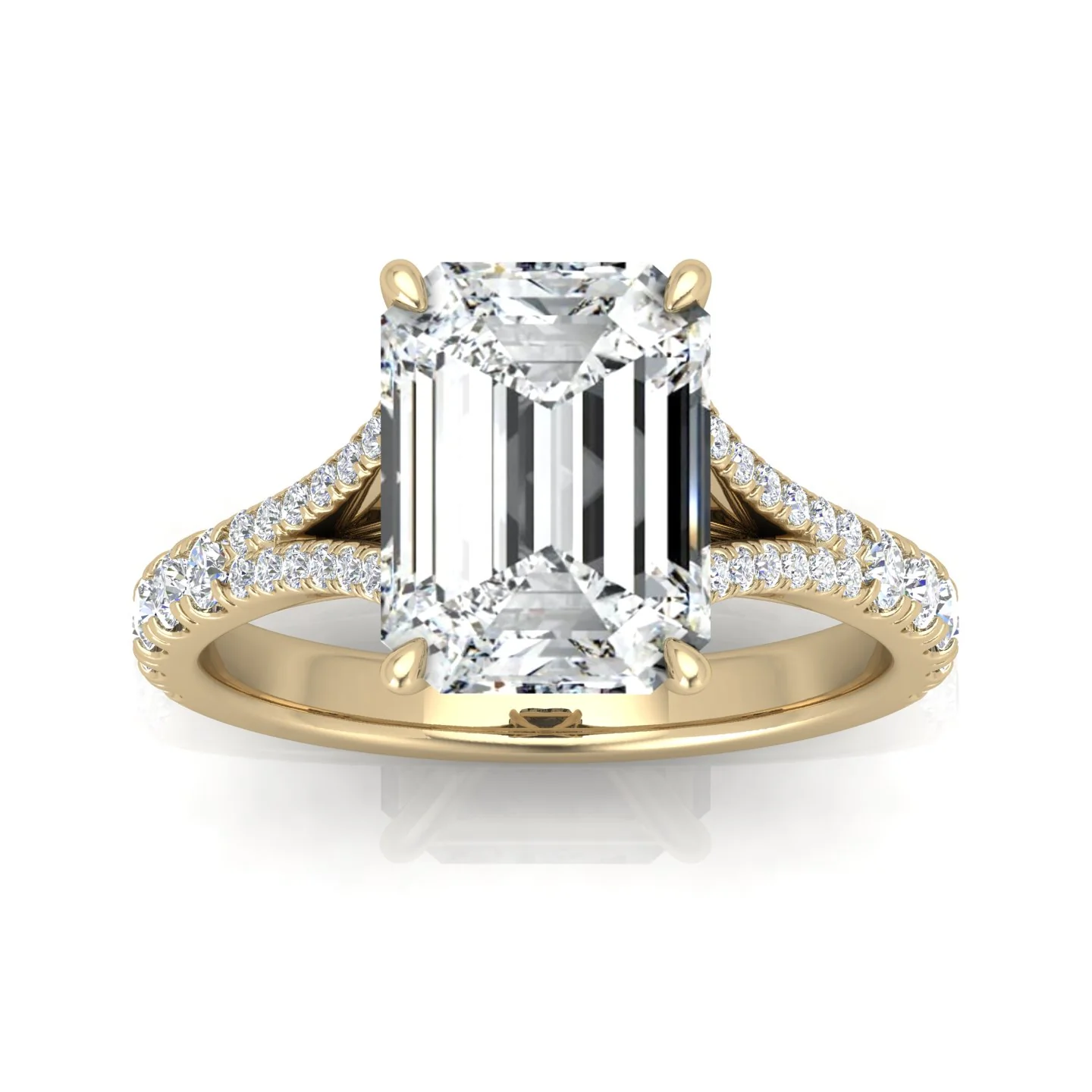 Julie Emerald Diamond Split Shank Engagement Ring - Image 11