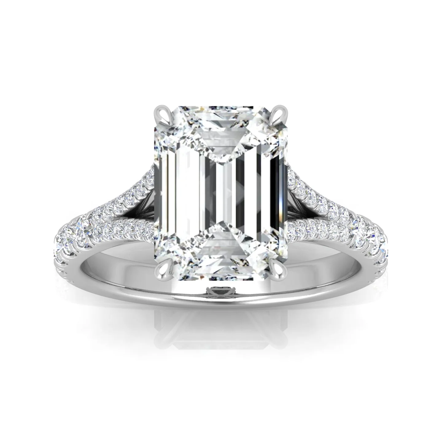 Julie Emerald Diamond Split Shank Engagement Ring - Image 12