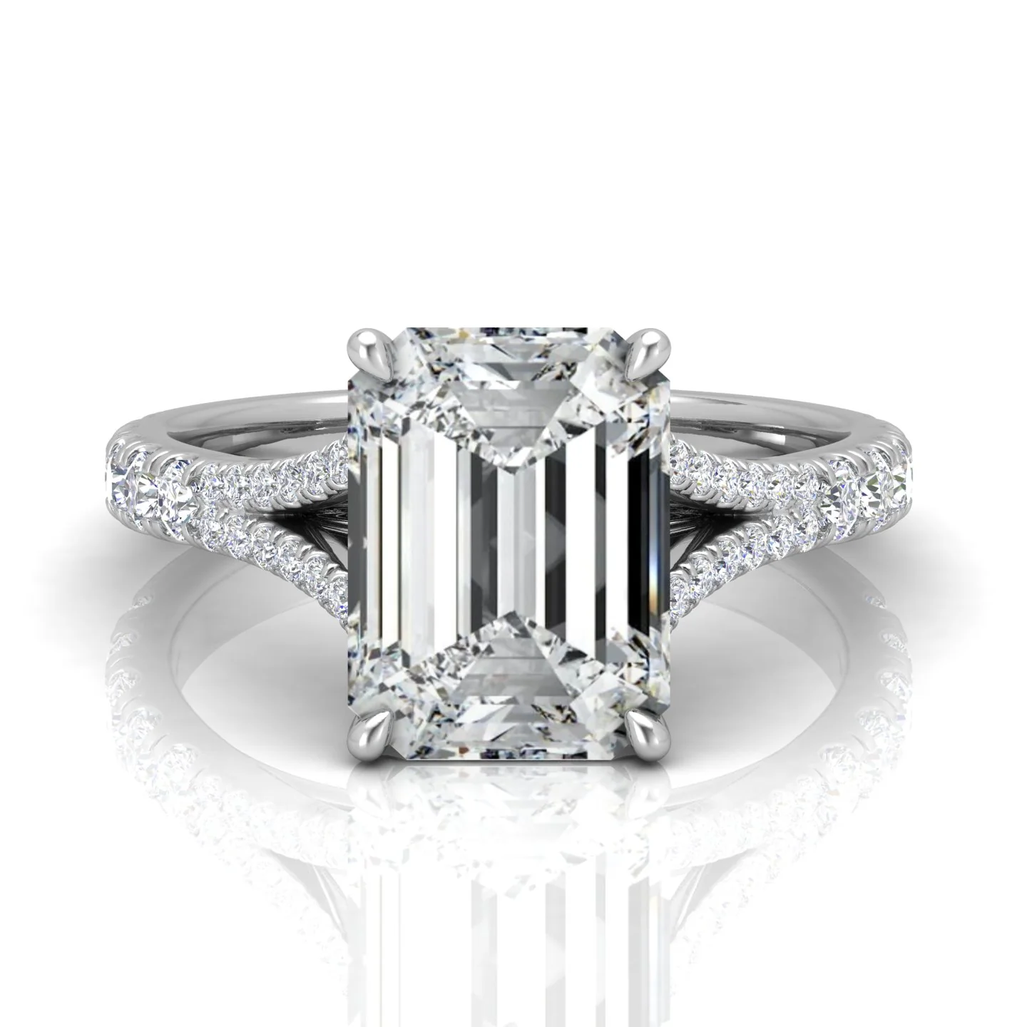 Julie Emerald Diamond Split Shank Engagement Ring - Image 13