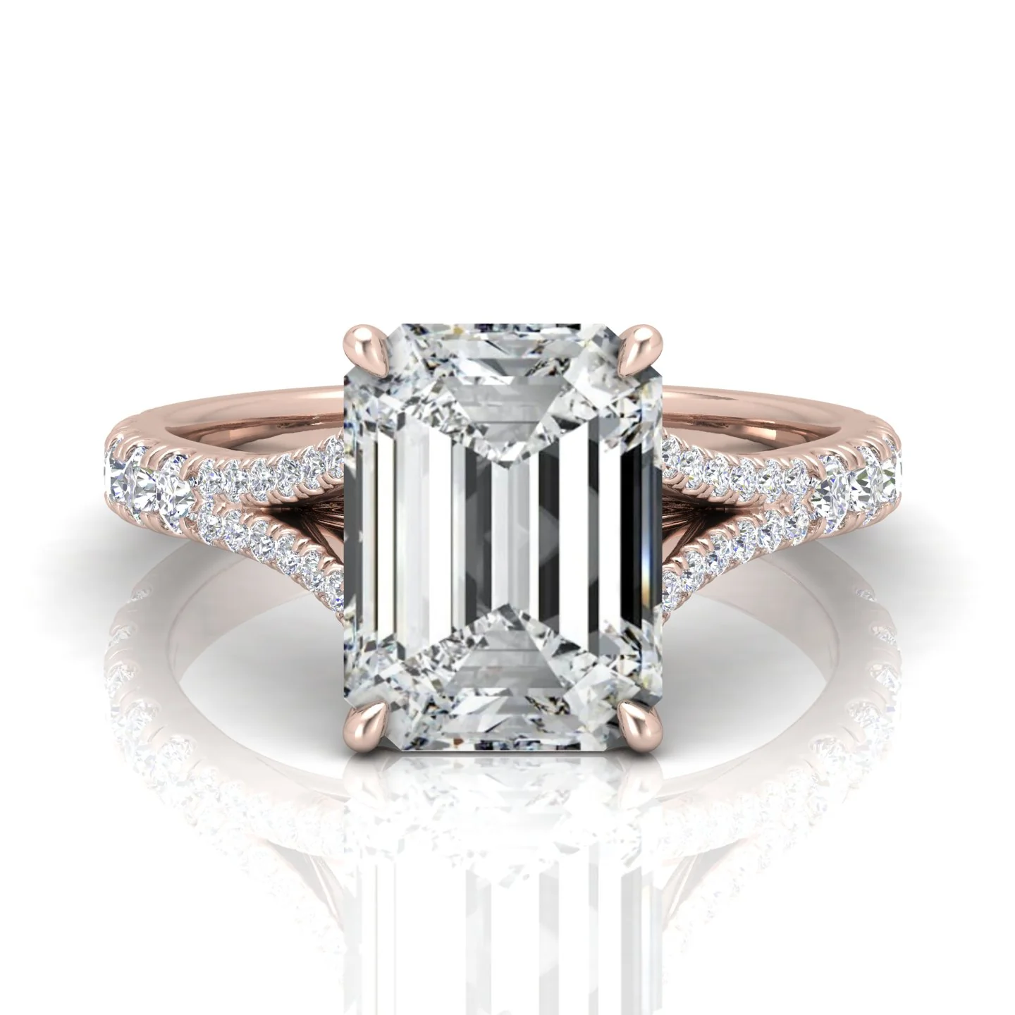 Julie Emerald Diamond Split Shank Engagement Ring - Image 14