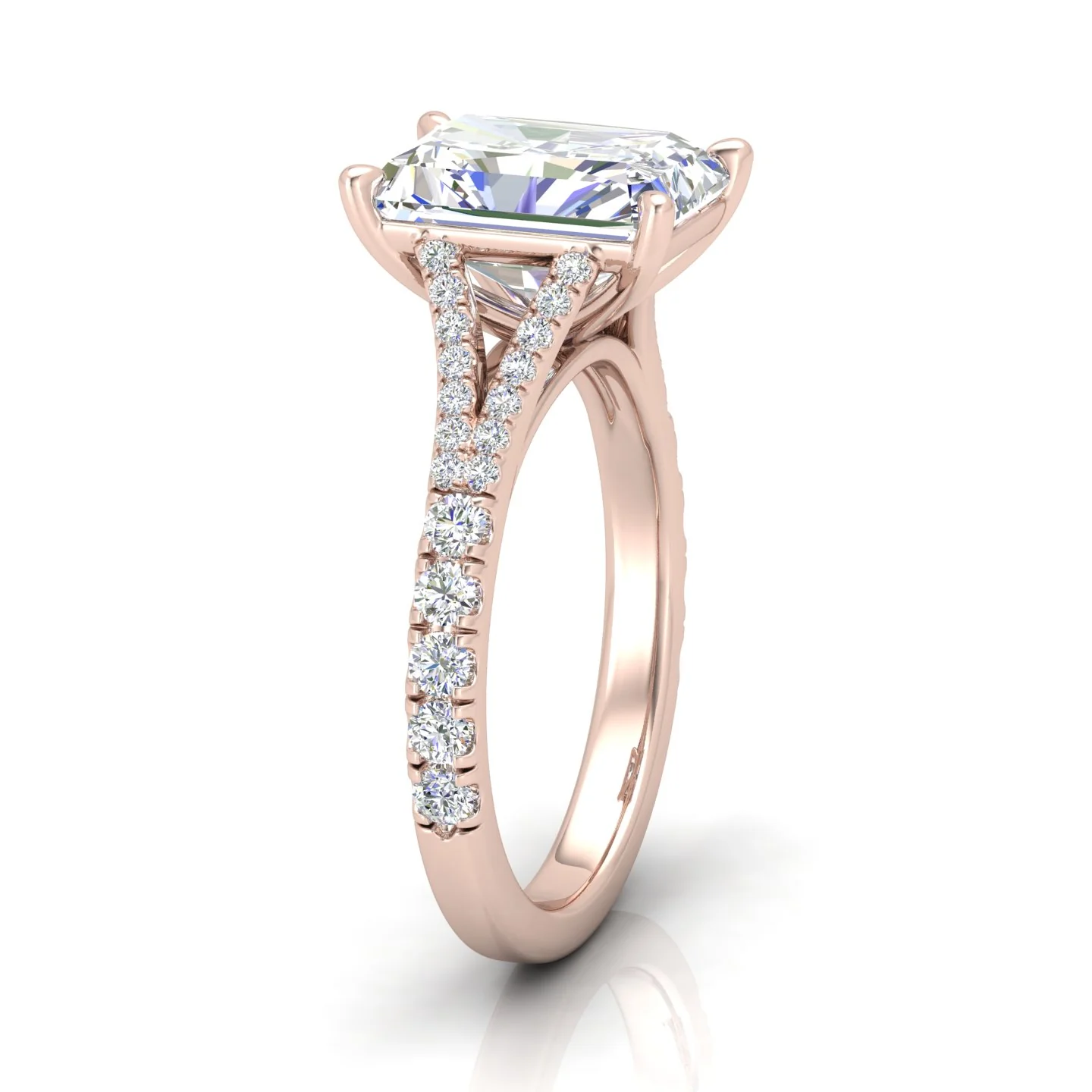 Julie Radiant Diamond Split Shank Engagement Ring - Image 4
