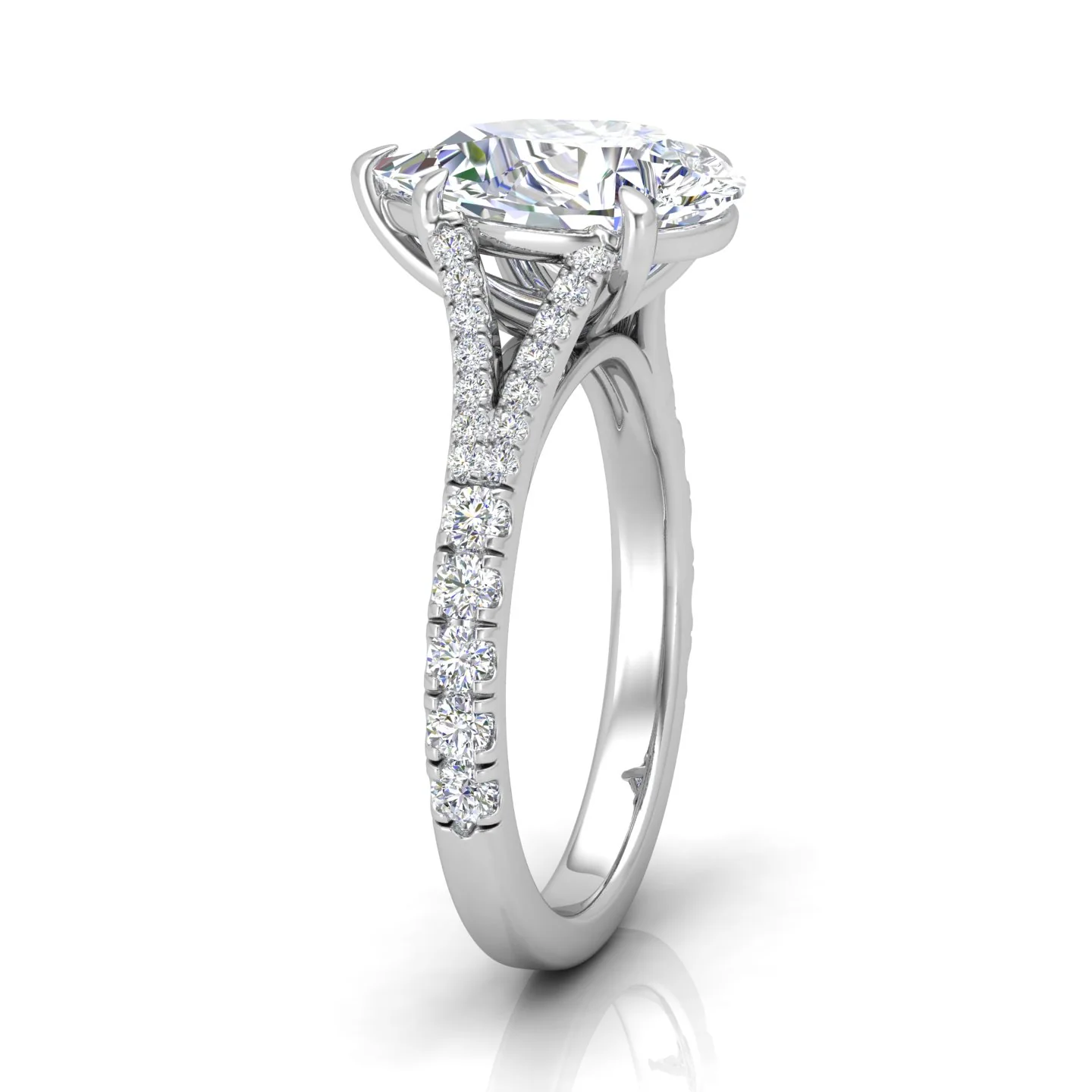Julie Pear Diamond Split Shank Engagement Ring - Image 3
