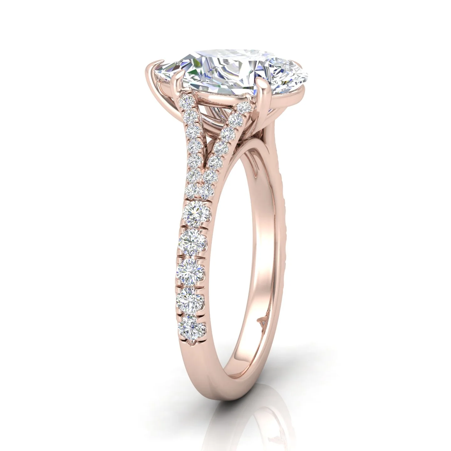 Julie Pear Diamond Split Shank Engagement Ring - Image 4