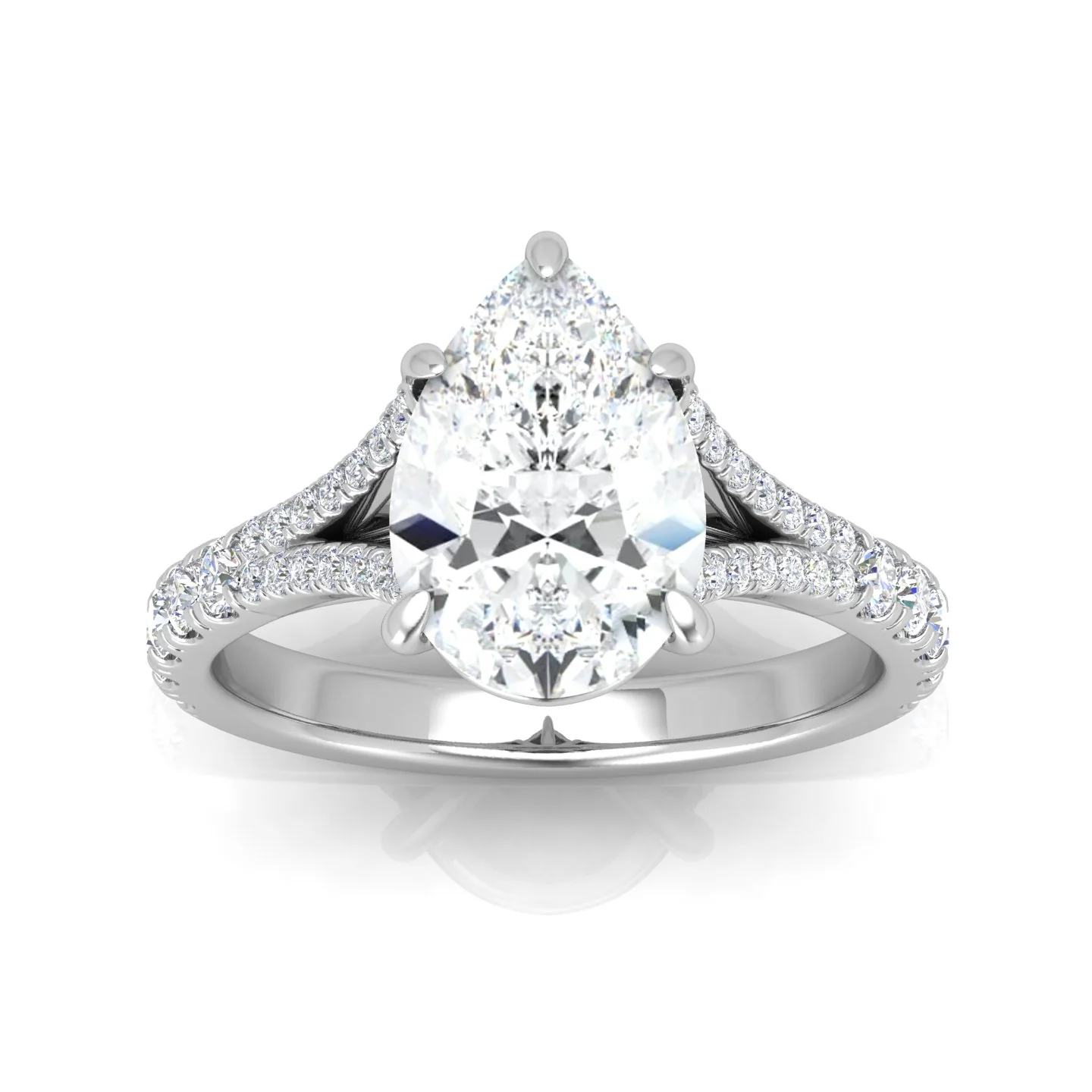 Julie Pear Diamond Split Shank Engagement Ring - Image 9